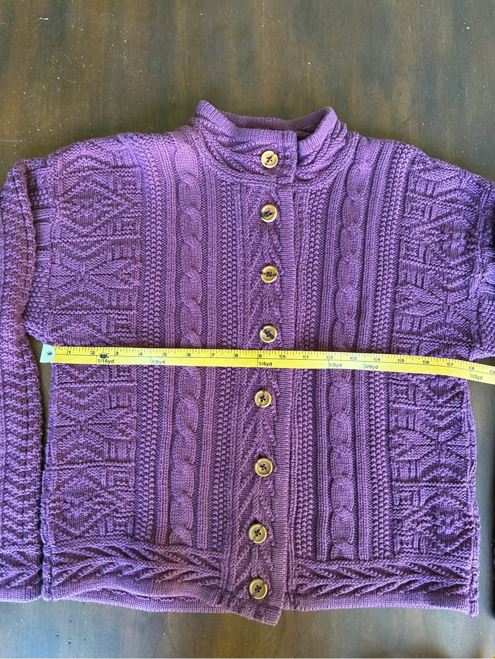 Vintage L.L.Bean 100% Cotton Cable Knit Button Up Cardigan Size S Plum - Picture 10 of 11